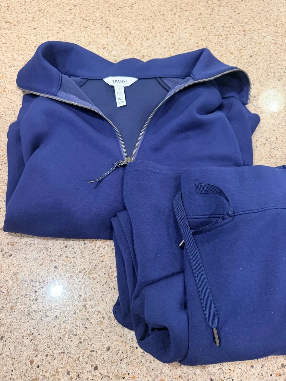 SPANX Navy Zip Hoodie & Joggers Set - Deep Navy